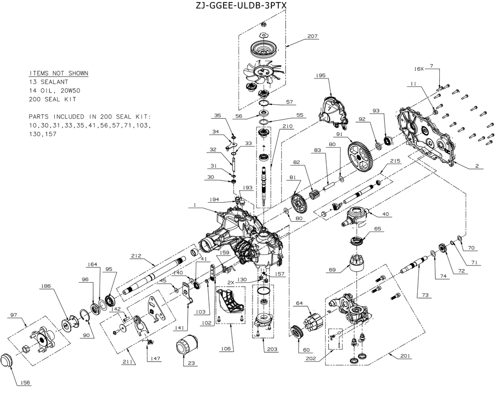 Transmission (Rh) Diagram and Parts List for ZT3-60KW (17AZEAC5010)(2021) Cub Cadet Lawn Tractor